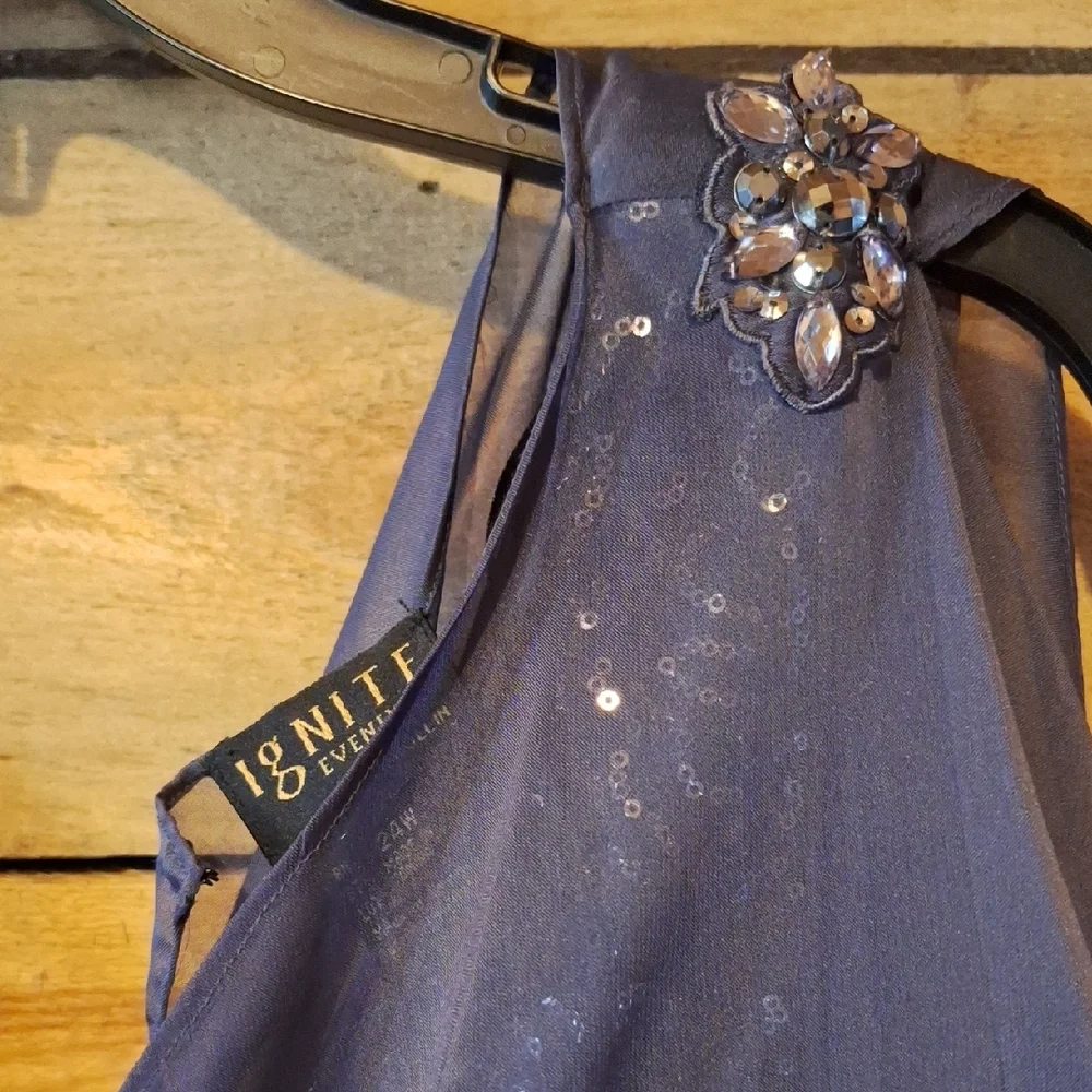 Gray Tiered Embellished Maxi Gown - Picture 3 of 6